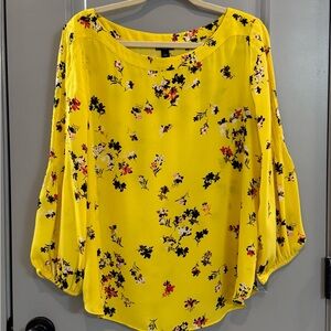 Ann Taylor Bright Yellow Floral Top